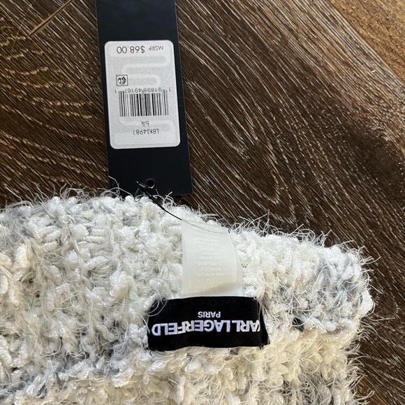 Karl Lagerfeld Ikonik Karl Ombre Infinity Scarf Grey Black White Knit (NWT) - Picture 5 of 5